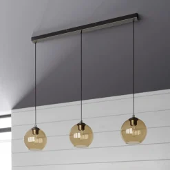 Lindby Sofian hængelampe, ravfarvet, glas, 100 cm, 3 lyskilder.