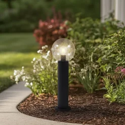 Lindby Terrassebelysning|Sokkellamper>sokkellampe Dangan, klar, højde 60 cm, glas, metal