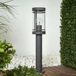 Lindby sokkellampe Djori, 50 cm, antracit, stål, E27