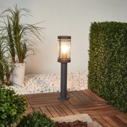 Lindby sokkellampe Djori, 50 cm, antracit, stål, E27