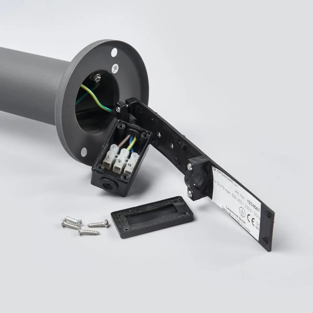 Lindby sokkellampe Djori, 50 cm, antracit, stål, E27