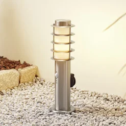 Lindby Sokkellamper Med Sensor|Sokkellamper>sokkellampe Hanja, sensor, stål, Ø 11,7 cm