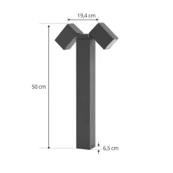 Lindby sokkellampe Othil, 2 lyskilder, 50 cm, antracit, metal