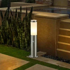 Sokkellampe Statius, grå, stål, sensor, 45 cm^Lindby New