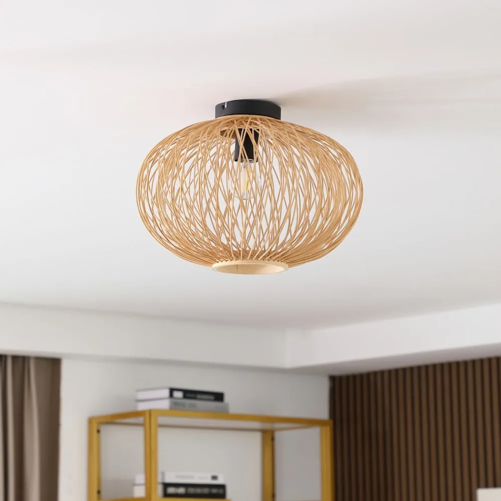 Lindby Solvira loftlampe, bambusflet, rund