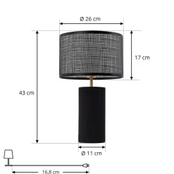 Lindby Sorscha bordlampe, sort, jern, Ø 26 cm