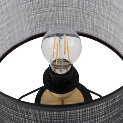 Lindby Sorscha bordlampe, sort, jern, Ø 26 cm