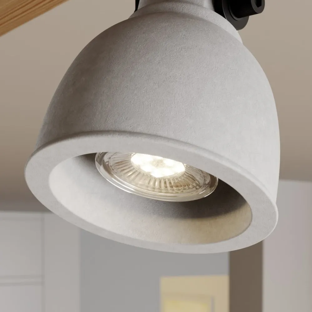 Spot Mitis, 70 cm, 4 lyskilder, grå, træ, beton, GU10^Lindby Sale