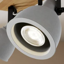 Spot Mitis, 30 cm, 2 lyskilder, grå, træ, beton, GU10^Lindby Online