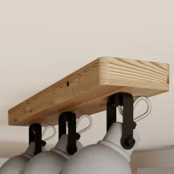 Lindby Spot Mitis, 50 cm, 3 lyskilder, grå, træ, beton, GU10