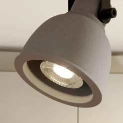 Lindby Spot Mitis, 50 cm, 3 lyskilder, grå, træ, beton, GU10