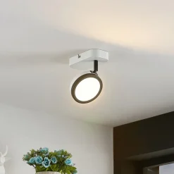 Lindby spot Vesim, hvid, 1-lys, 15 cm høj, jern