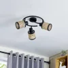Lindby Spotlights>spot Yaelle, Ø 30 cm, 3 lyskilder, rattan, sort, E27