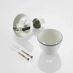 Lindby spotlight Eneas, højde 16 cm, hvid, 1 lyskilde, keramik