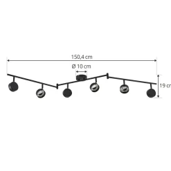 Lindby spotlight Jyla, sort, linse, 3.000 K, 6-lys, GX53