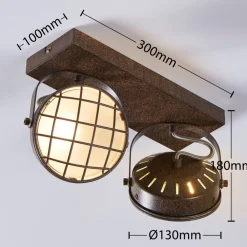 Lindby spotlight Tamin, rustfarvet, 2 lyskilder, glas, G9