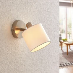 Stannis væglampe med tekstil, mat nikkel^Lindby Best