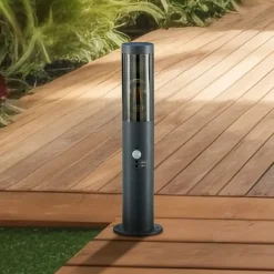 Lindby Sokkellamper Med Sensor|Sokkellamper>Statius sokkellampe, antracit, jern, sensor, 45 cm