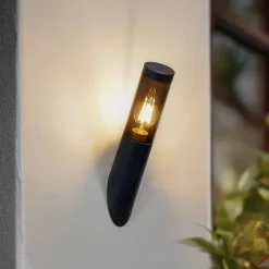 Lindby Væglamper>Statius udendørs væglampe, antracit, jern, 40 cm