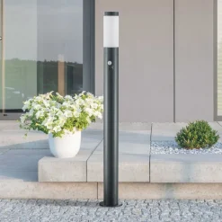 Lindby Statius vejlampe, antracit/hvid, sensor, 100 cm