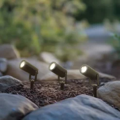 Lindby Thorgal lampe med jordspyd, Ø 6 cm, sort, sæt med 3 stk