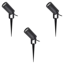 Lindby Thorgal lampe med jordspyd, Ø 6 cm, sort, sæt med 3 stk