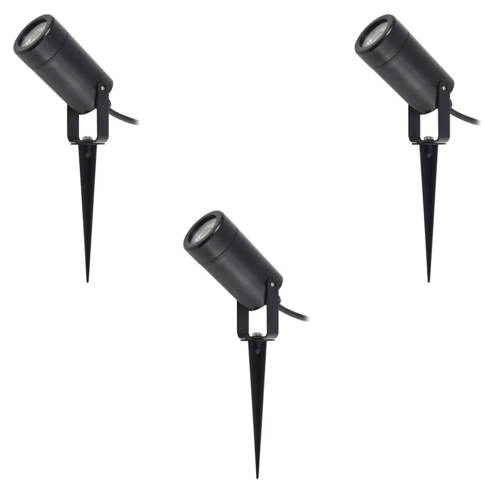 Lindby Thorgal lampe med jordspyd, Ø 6 cm, sort, sæt med 3 stk