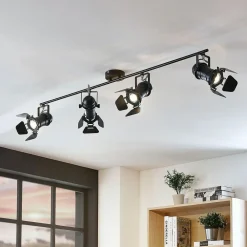 Lindby Gang|Loftlamper>Tilen loftspot, 4 lyskilder, sort, metal, 125 cm