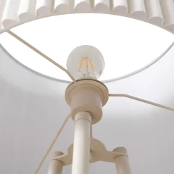 trebenetstående gulvlampe Libbie, 155 cm, hør, cremefarvet^Lindby Online