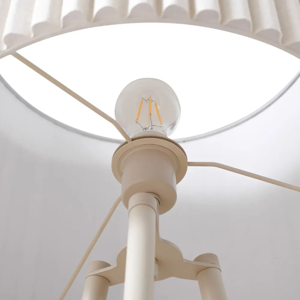 trebenetstående gulvlampe Libbie, 155 cm, hør, cremefarvet^Lindby Online