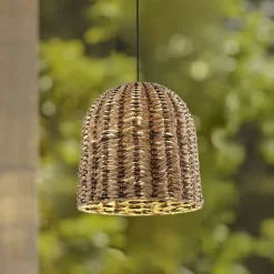 Lindby udendørs hængelampe Taryn, brun, plast, IP44 35cm