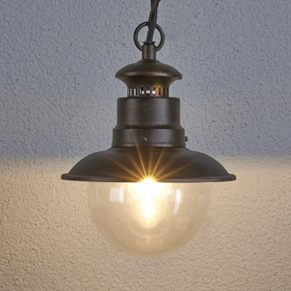udendørs hængelampe Eddie, rust, metal, IP44, E27^Lindby Online