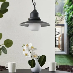 Lindby Udendørs Pendellamper>udendørs hængelampe Roisin, antracit, metal, Ø 32cm