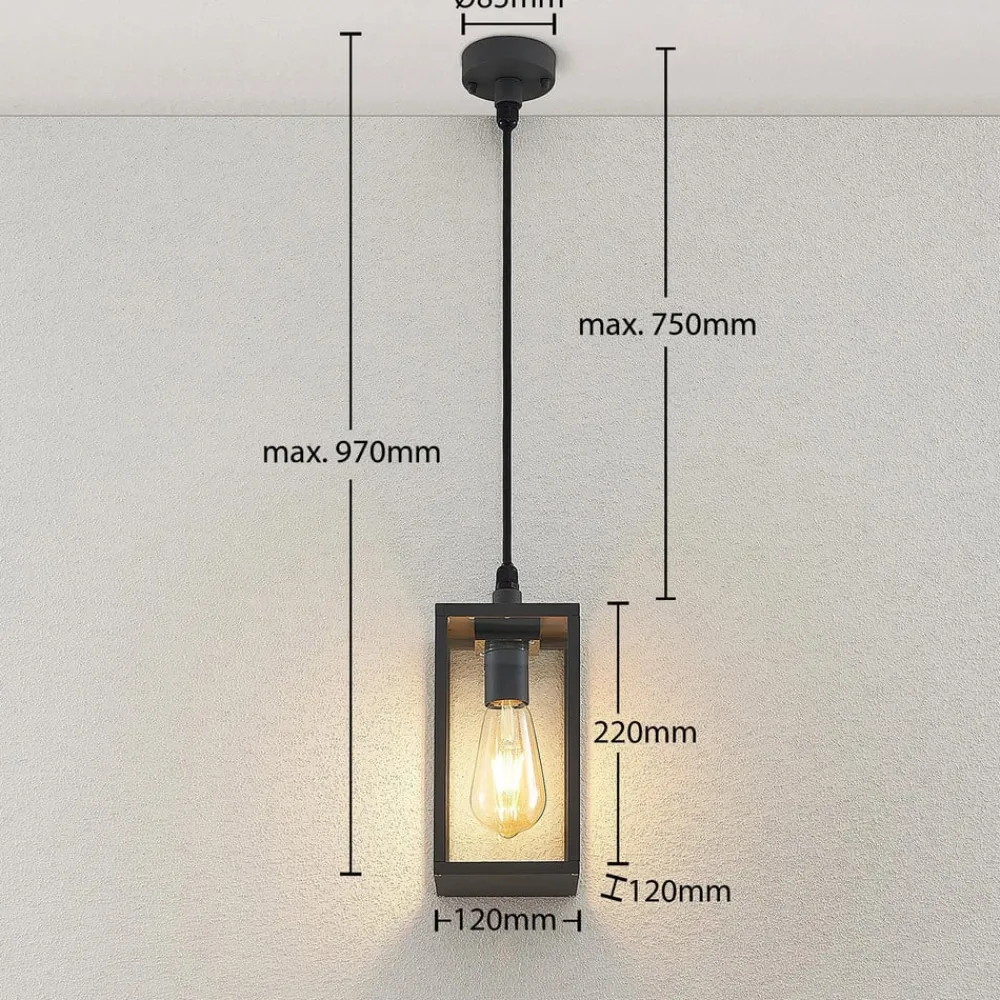 Lindby Udendørs Pendellamper>udendørs hængelampe Filimon, antracit, 22 cm, IP44, E27