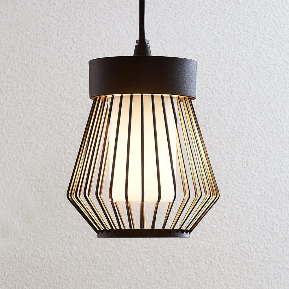 Lindby Udendørs Pendellamper>udendørs hængelampe Vajana, Ø 19 cm, sort, aluminium