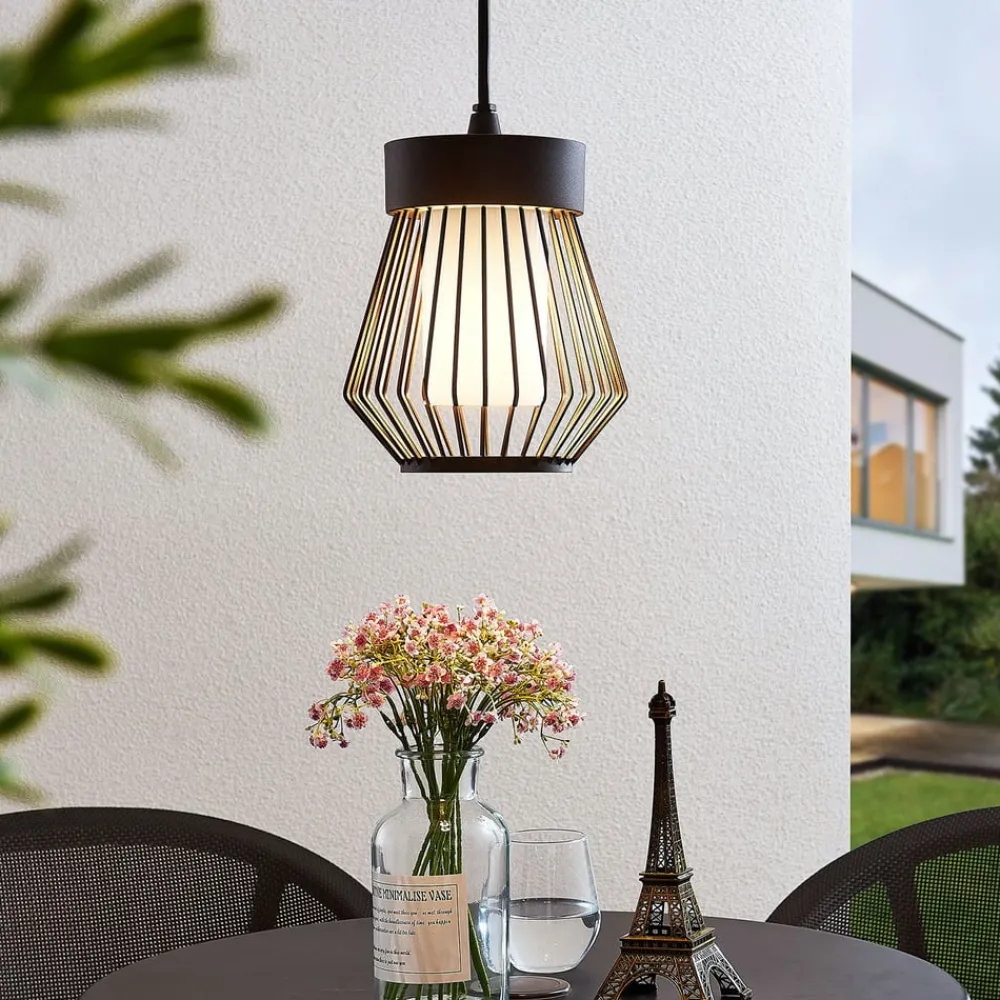 Lindby Udendørs Pendellamper>udendørs hængelampe Vajana, Ø 19 cm, sort, aluminium