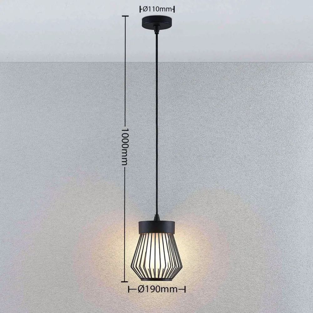 Lindby Udendørs Pendellamper>udendørs hængelampe Vajana, Ø 19 cm, sort, aluminium