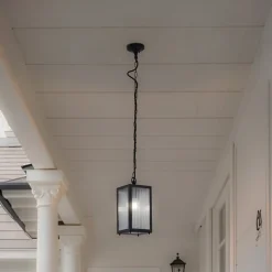 udendørs hængelampe Bolgar, sort, metal, glas^Lindby Clearance