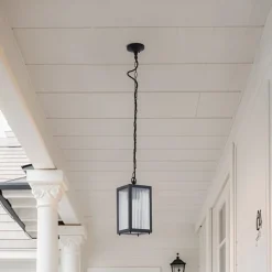 udendørs hængelampe Bolgar, sort, metal, glas^Lindby Clearance