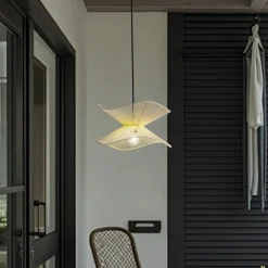 Lindby Udendørs Pendellamper>udendørs hængelampe Valdorin, beige, bomuld, Ø 40cm