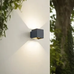 Lindby Terrassebelysning|Væglamper>udendørs LED-væglampe Esani, antracit, op/ned, IP54