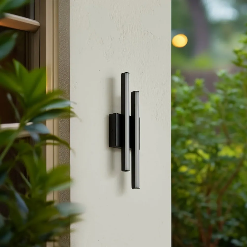 udendørs LED-væglampe Abelia, sort, aluminium, stål^Lindby Online