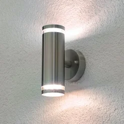 Lindby udendørs LED-væglampe Tiberius, stål, op/ned, IP44