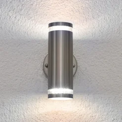 Lindby udendørs LED-væglampe Tiberius, stål, op/ned, IP44