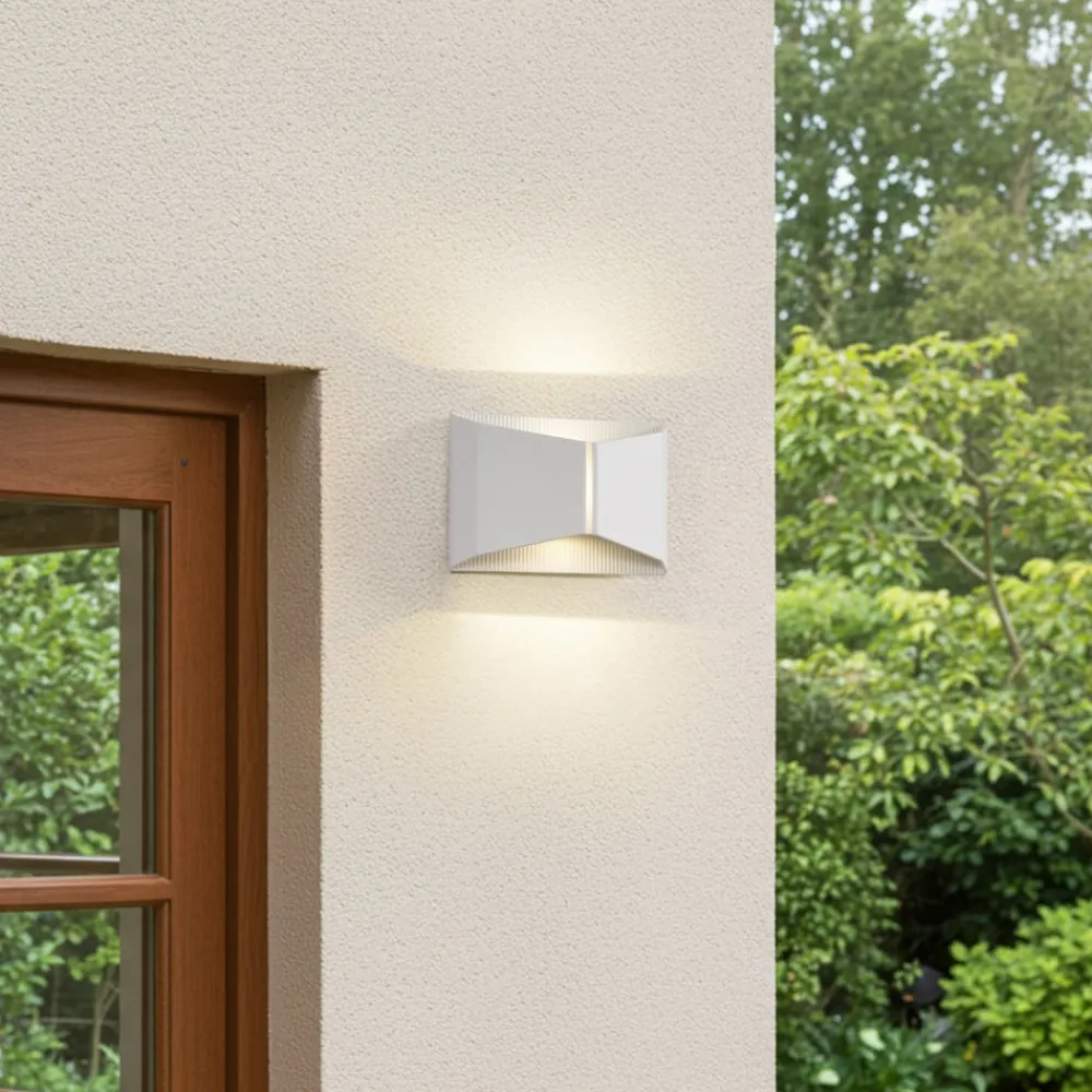 udendørs LED-væglampe Anlira, hvid, op og ned, IP65^Lindby Outlet