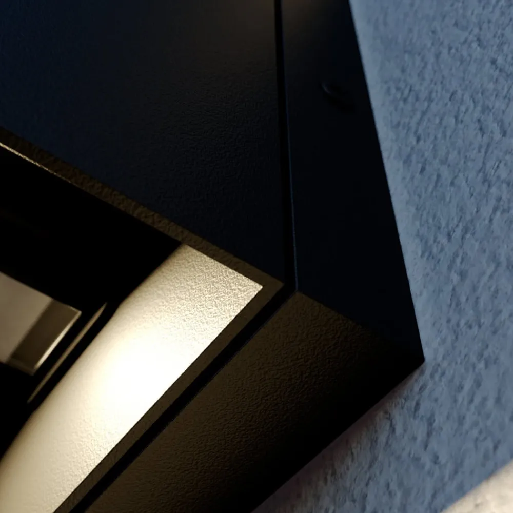 Lindby Væglamper>udendørs LED-væglampe Glyn, sort, metal, 12 cm, IP44