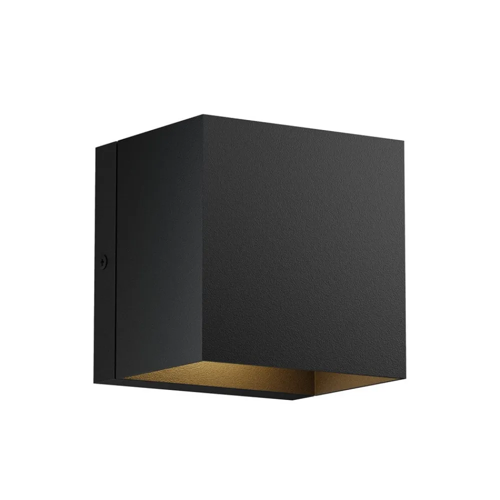 Lindby Væglamper>udendørs LED-væglampe Glyn, sort, metal, 12 cm, IP44