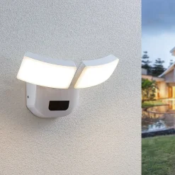 udendørs LED-væglampe Nikias, 30 cm, sensor, 2 lyskilder, hvid^Lindby Outlet