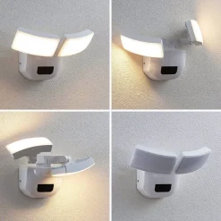 udendørs LED-væglampe Nikias, 30 cm, sensor, 2 lyskilder, hvid^Lindby Outlet