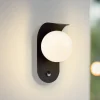 udendørs LED-væglampe Lacie, sensor, sort/hvid, aluminium^Lindby New